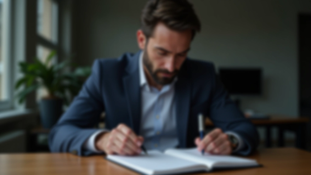 Persona che scrive obiettivi e strategie in un notebook durante la fase di pianificazione