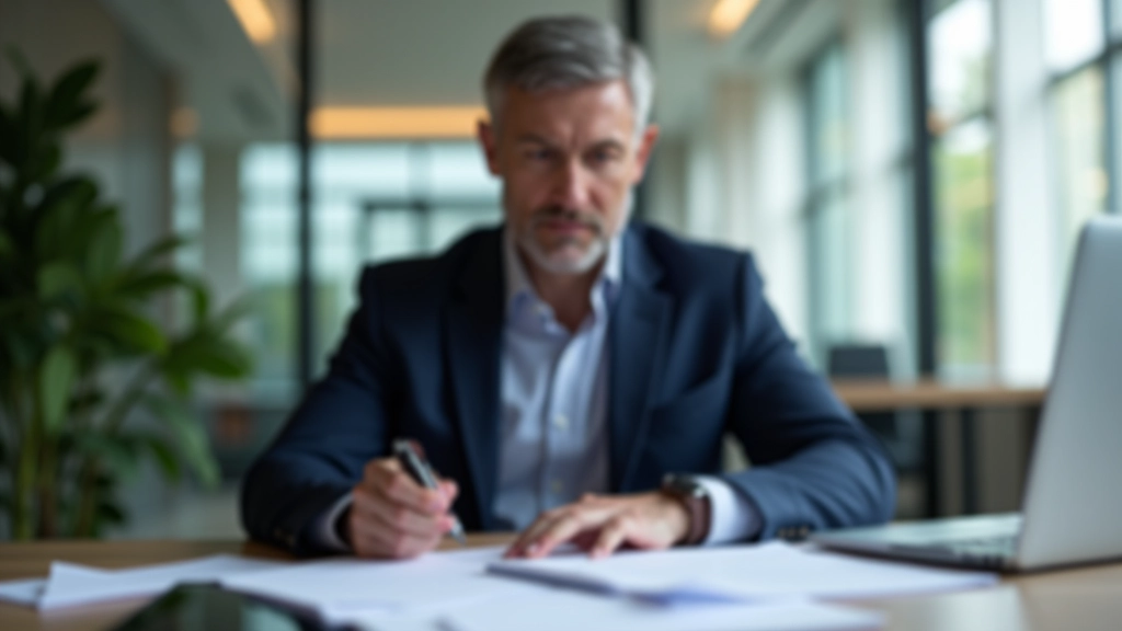 Professionista che analizza documenti e dati su uno schermo del computer durante la ricerca di informazioni su un potenziale partner commerciale